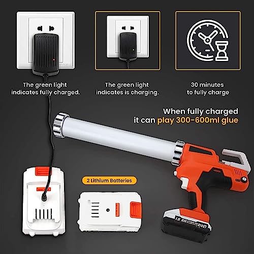 Pistolet à calfeutrer sans fil – Pistolet adhésif à piles 20 V pour cartouches de 283,5 à 567 g et paquets de saucisses – Comprend 1 batterie