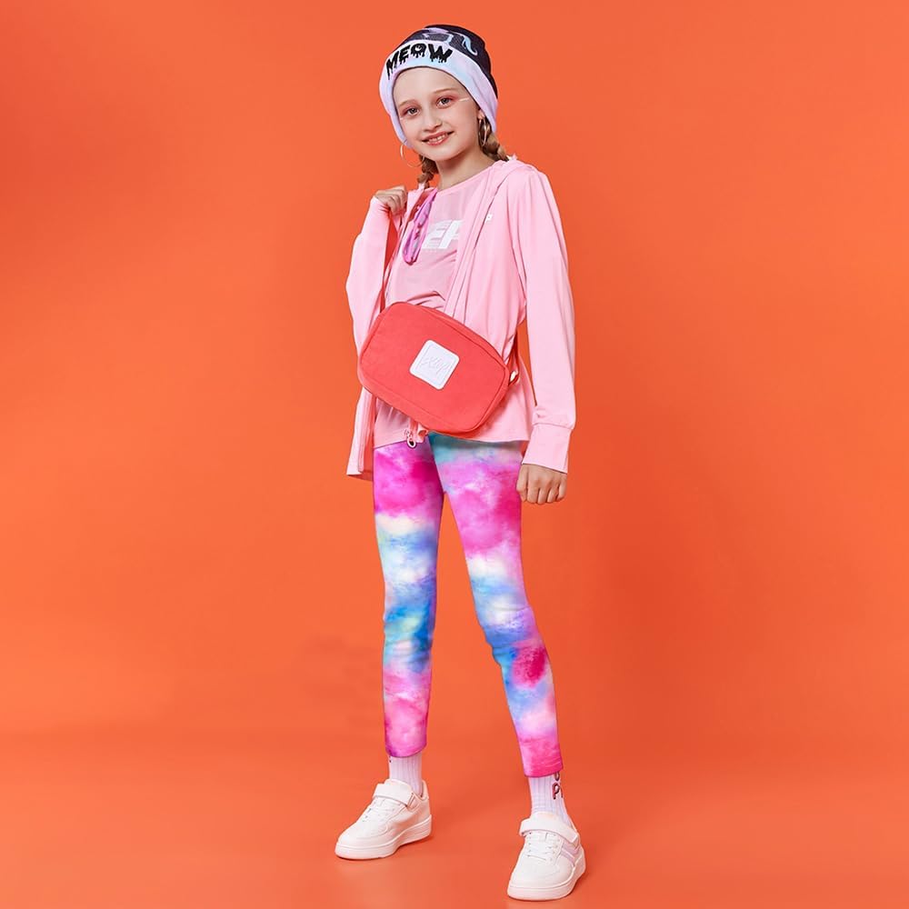 Slaixiu 4 Pack Leggings for Girls - Soft & Comfortable Ankle Length Printed Leggings for Kids (3T to 12 Years) - Image 3