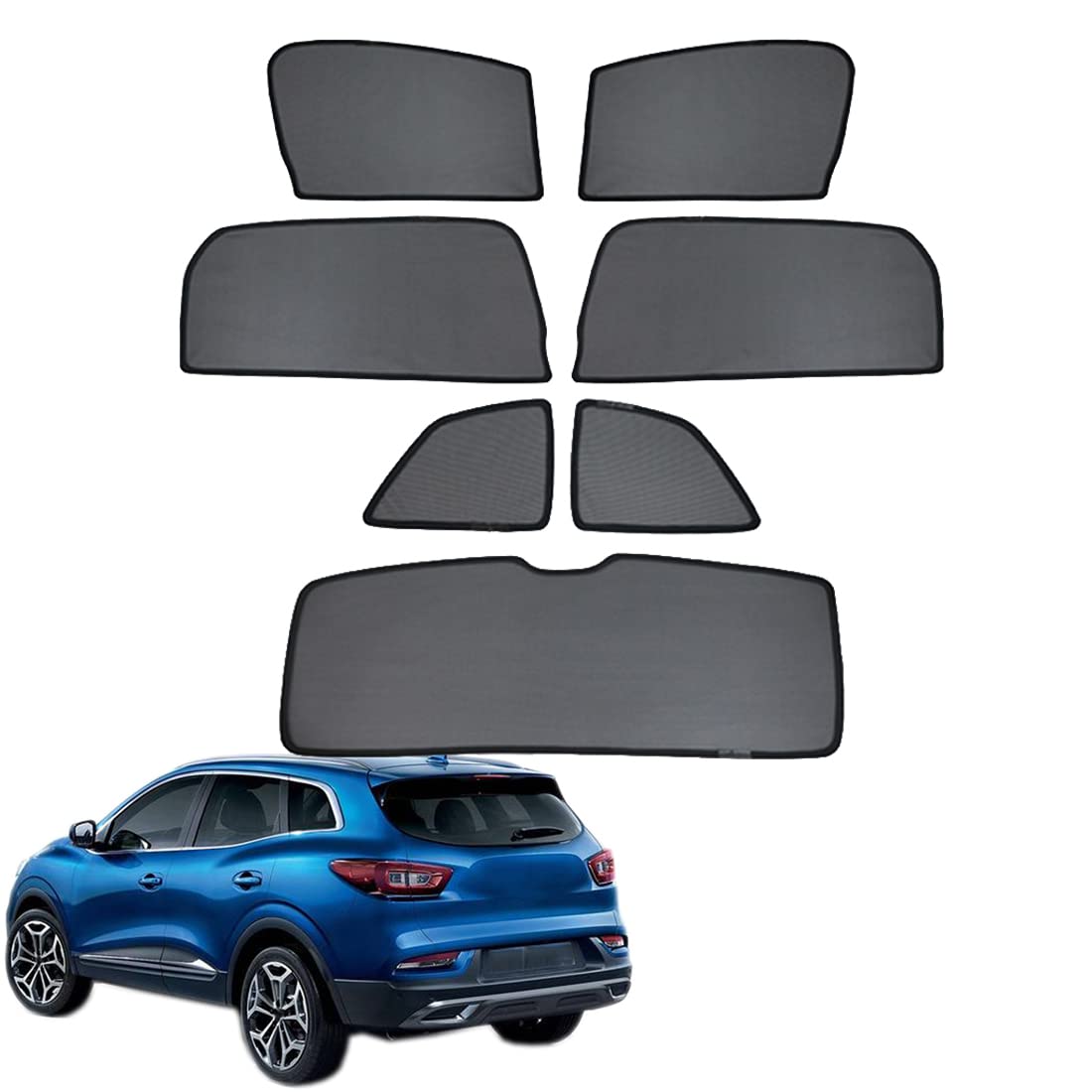 Tendine Parasole Auto Bambini Parasole per Finestrini Laterali per Kadjar 2015-2022 Tendine Parasole Protezione UV Tende Magnetiche Nero,7PCS