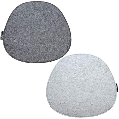 DuneDesign 2 Filz Sitzkissen Oval 40x37cm Stuhlkissen Sitzauflage 8mm Hellgrau Grau Cover