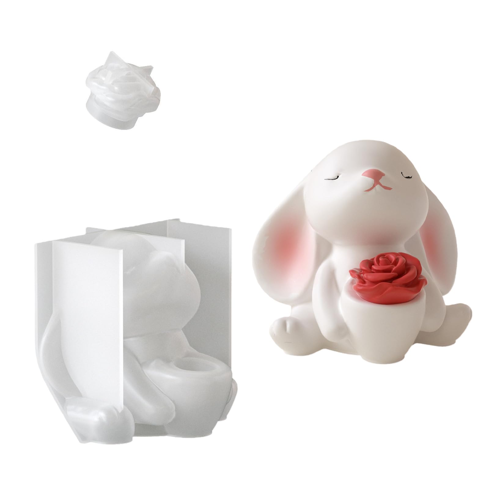 NEWFT Creative Rabbits Shaped Silicone Vase Mold Home Decors Resin Mold Perfect For Crafting Unique Resin Containers