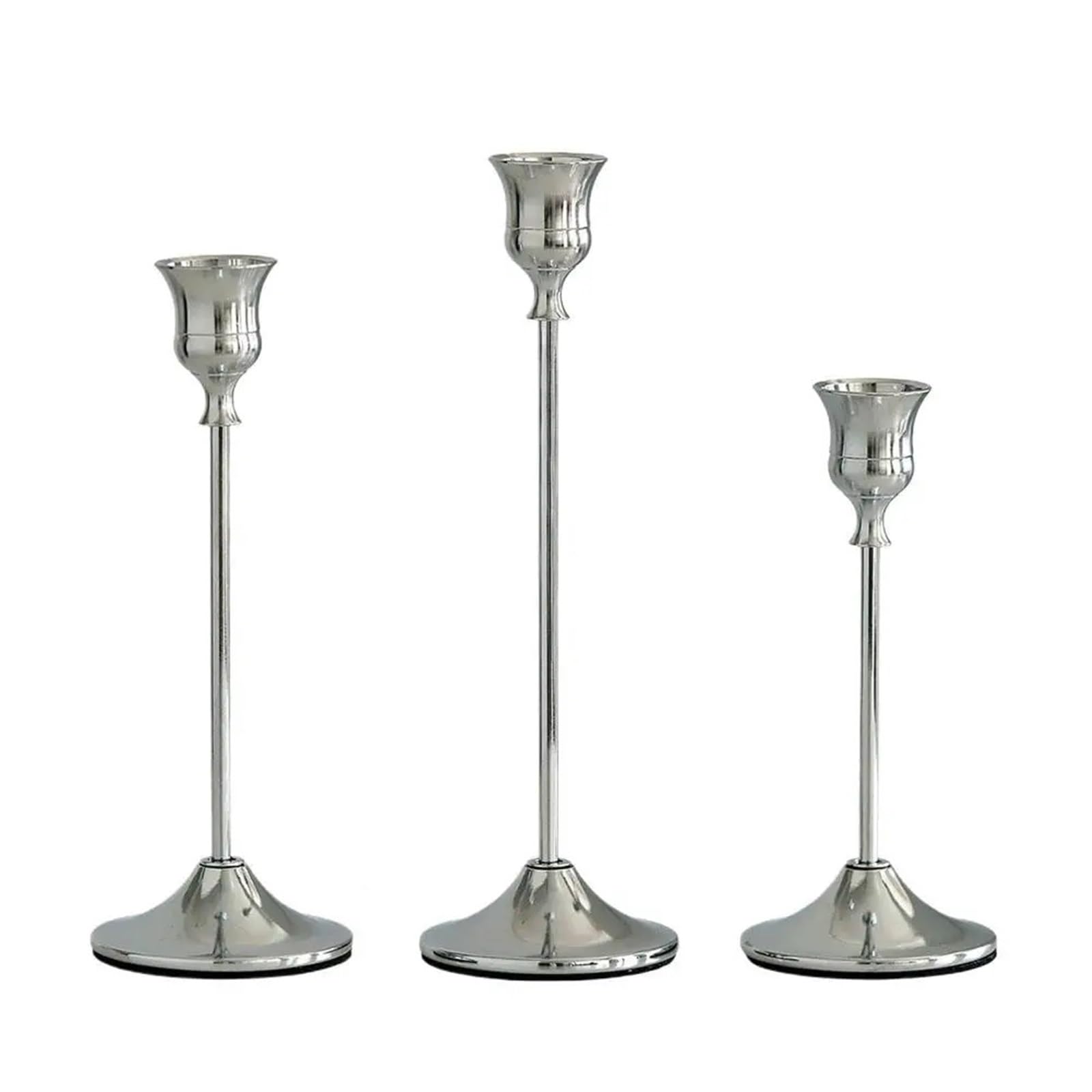 3 Stück Vintage Elegante Tisch-Kerzenhalter Kerzenständer Hochzeit Metall-Dekor for Zuhause, Hotel, Weihnachten Für Wohnzimmer Garten Wandmontage(Silvery)