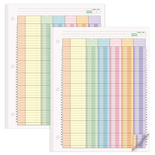 gisgfim 2 Pads 100 Sheets Columnar Analysis Pad 3 Hole Punch Accounting Ledger Book 8.5" x 11" Ledger Paper Pad Double Page Format Columnar Pads for Business Bookkeeping & Data (5 Column Colorful)