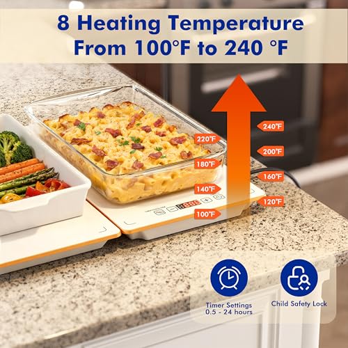 Electric Warming Trays for Buffets Party - 52 x 15 inches Food Warmers with Precise Temperature Control, Flexible Combination Buffet Servers and Warmers for Home Entertaining and Catering by New England Stories - Used condition - Image 2