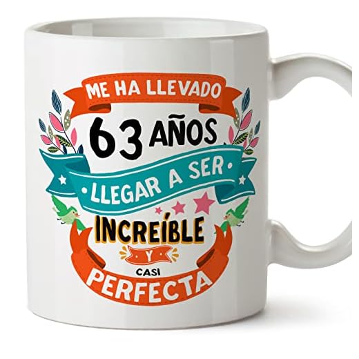 MUGFFINS Tazas 63 Cumpleaños - En Español - Me ha llevado 63 años llegar a ser increíble - 11 oz - Regalo original y divertido