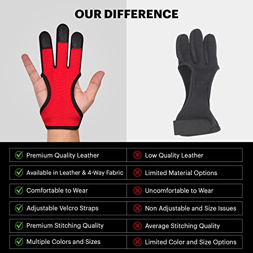 Dmoose Archery Glove, Leather Gloves For Recurve & Compound Bow, Non-Slip Padded Tips For Grip Stability, Three Finger Protected Design Archery Finger Tab, Archery Accessories For Men, Women & Youth #TOP4