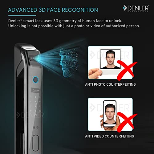 Image of Denler Doorbell Lock | Smart Door Lock with | Inbuilt Wi-Fi | Anroid & iPhone app Support | Fingerprint | RFID Card | PIN | Key | 3 Years Warranty