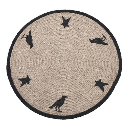 VHC-Brands-Braided-Cotton-Raven-Harvest-Stencil-Placemat-14-inch-Diameter-Decorative-Fall-Placemat-Table-Decor-for-Fall-and-Thanksgiving VHC Brands Braided Cotton Raven Harvest Stencil Placemat 14 inch Diameter Decorative Fall Placemat Table Decor for Fall and Thanksgiving