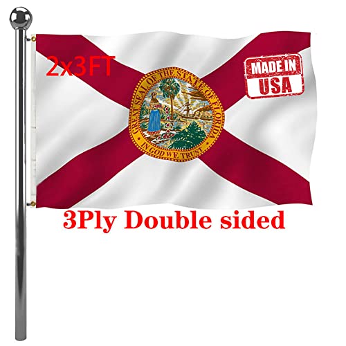 Jayus Double Sided Florida Sates Flags 2x3 FT Outdoor - Vivid Colors 3Ply FL Florida Flags Banners- Heavy Duty 100% Polyester with 2 Brass Grommets