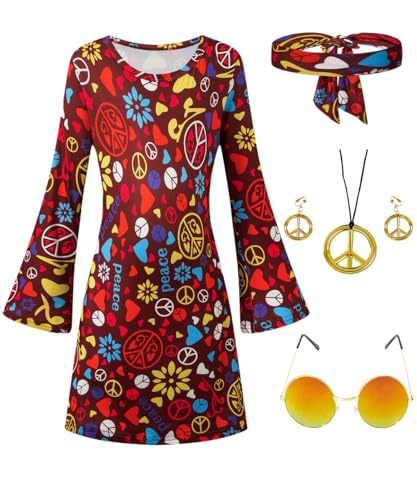 Disfraz Hippie Niñas 60s 70s con Accesorios