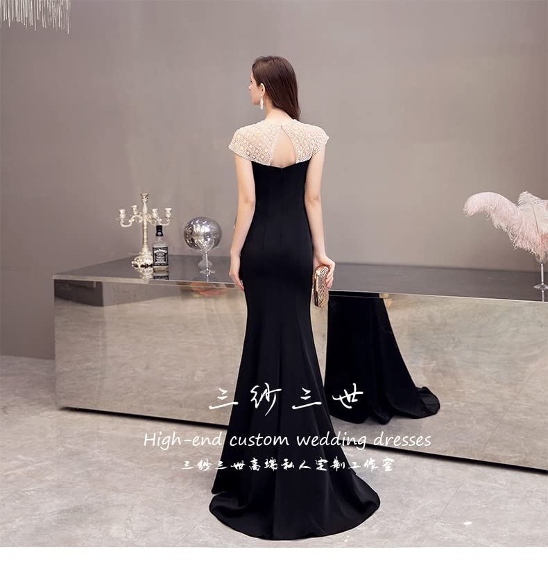 Amazon.co.jp: マーメイドドレス 黒 イブニングドレス ロングドレス