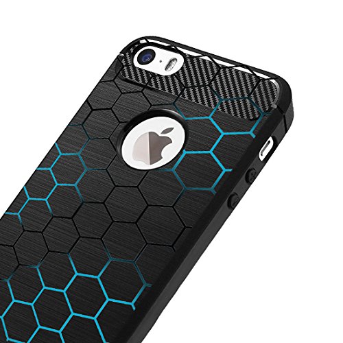 Image of MTT Carbon Fiber Texture Printed Mobile Back Case Cover for Apple iPhone 5 5SE 5S