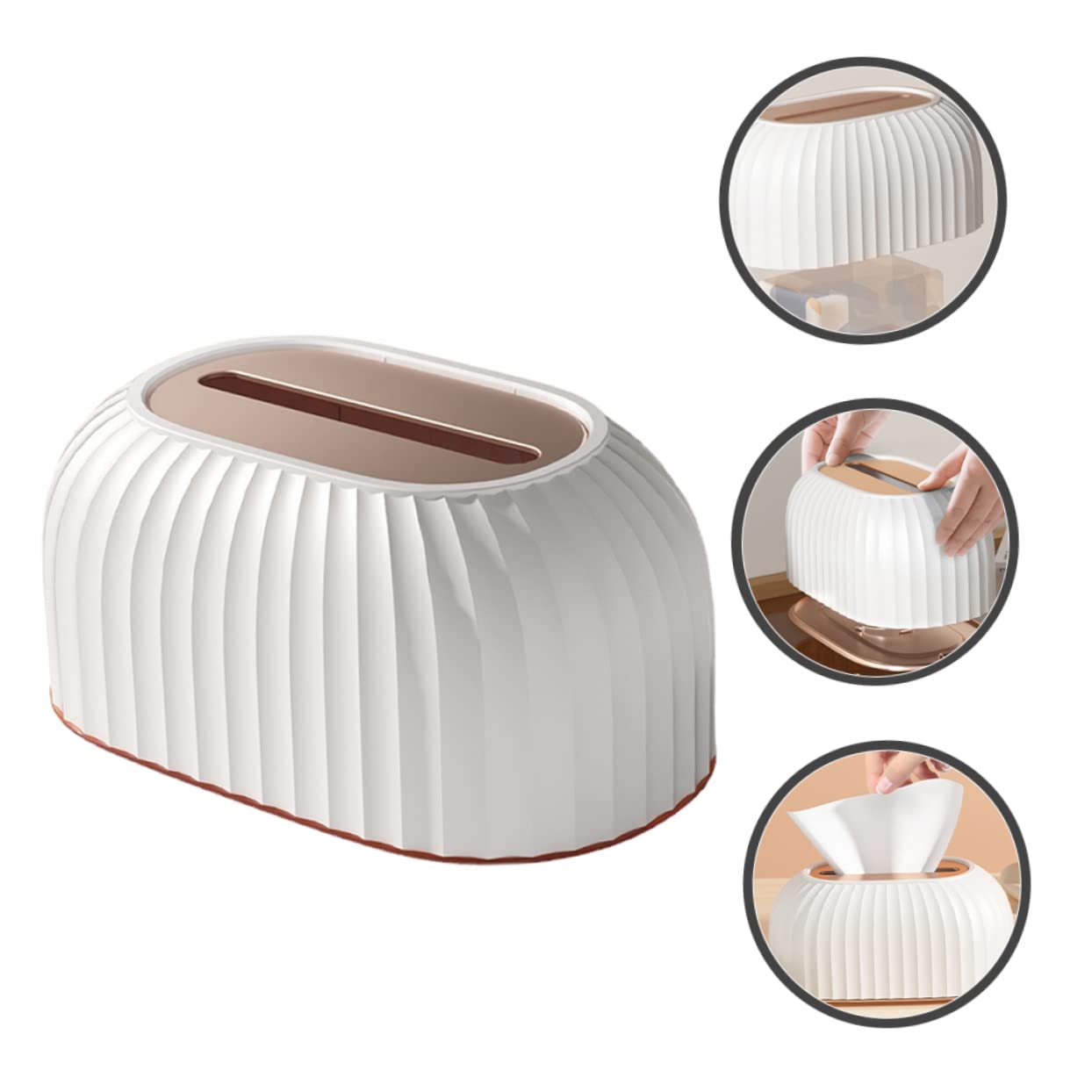 PRETYZOOM Woven Tissue Box Cover Facial Tissue Holder Napkin Storage Box for Living Room Office Car White Easy to Remove/Insert