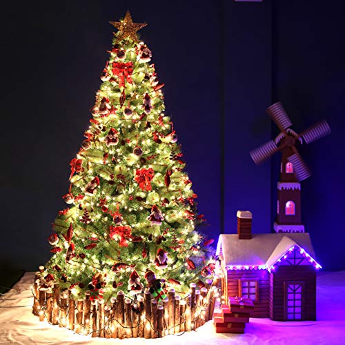 Dulplay 6.8Ft Premium Christmas Tree With Led Lights,Ornaments Hinged Unlit Large Optical Fiber Tree For Hotel Wedding Decorative-Green 6.8Ft(210Cm) #TOP1