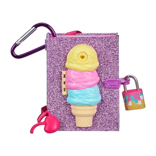 Mini Diario Sorvete Real Littles - Candide - Cada diário vem com um lindo cadeado, uma caneta ou lápis, acessórios e adesivos incríveis para deixar suas páginas ainda mais especiais