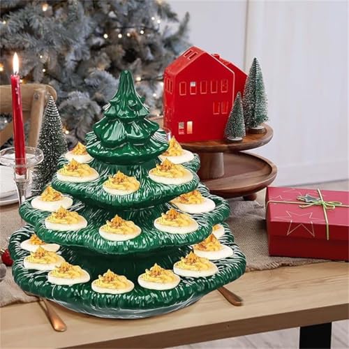 Bandeja de huevos rellenos con forma de árbol de Navidad en resina de 3 niveles 6