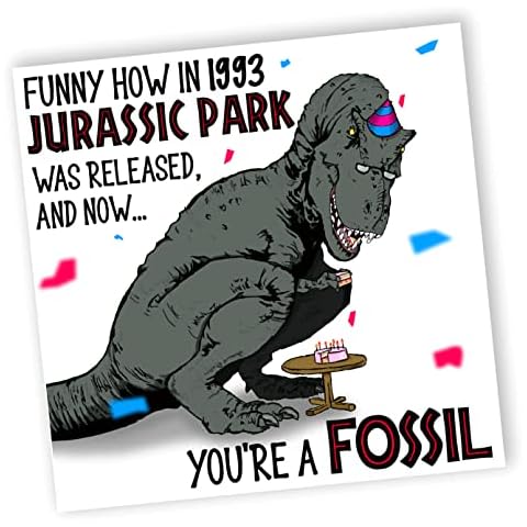 NotNiceThings Jurassic Park 30th Card, Dinosaur Funny 30th Birthday Card, 30th, 1993 Birthday Gift, 30th Birthday Gifts , Happy 30th For Him, Boyfriend Cover