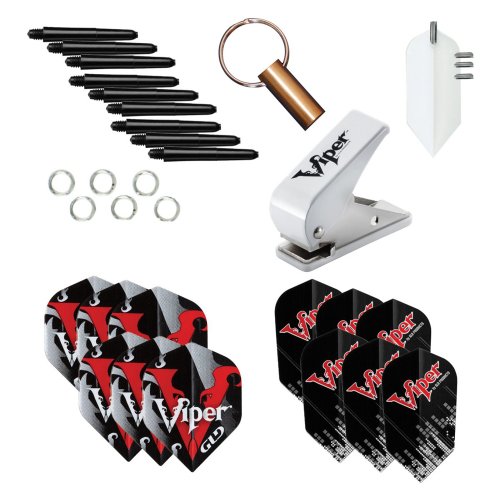 Viper Dart Accessory: Flight Hole Punch Tool with Assorted Poly Pro Flights (Steel and Soft Tip Darts)