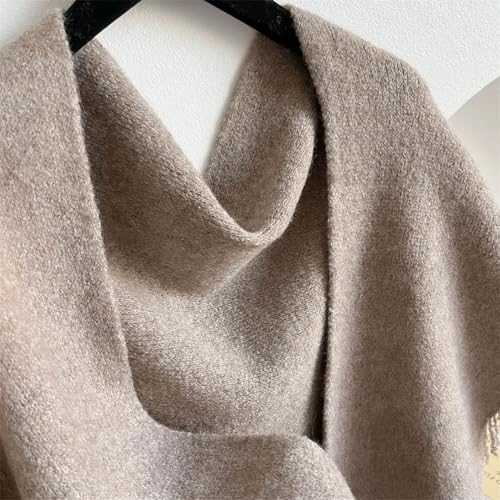 Women's Neck Wrap Wool Blended Tassel Triangular Shawl Female Thickened With Knitted Warm Shoulder Shawl3