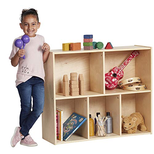 ECR4Kids Birch Streamline Storage Cabinet - Hardwood Classroom & Home Storage Solution for Kids - 5-Compartment, 30