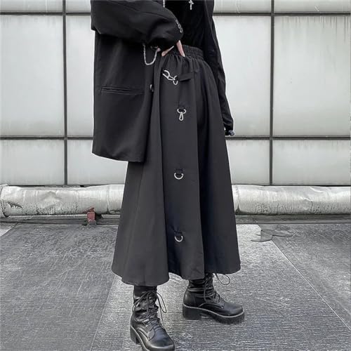 TdvcpmkkWomen's High-Waist Buckle Irregular Adjustable Long Skirt4