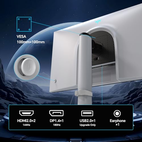 Image of KTC QHD Mini LED Monitor 27 Inch, 1440P 180Hz Gaming PC Monitor, HDR 1400, HDMI2.0, DP1.4, USB, Swivel /Height /Pivot /Tilt Adjustable, VESA Support, White, M27T6