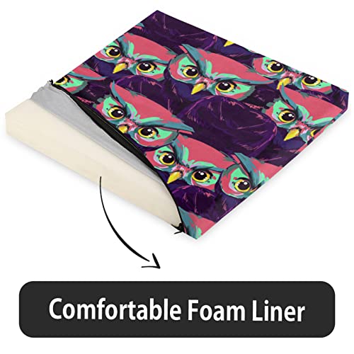 Chair Pads Owl Rainbow Pattern Chair Cushions Durable Fabric Chair Pillow, Comfort Softness Seat Cushion For Dining/Office Chair, Thicken Chair Padding For Refurbishment 16X16 Inch #TOP3