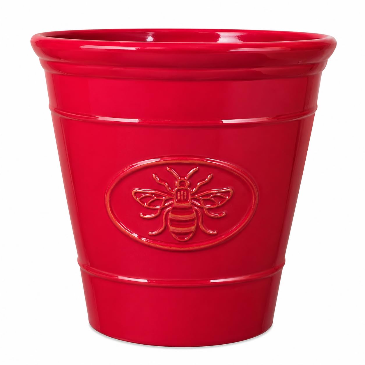 Fyne-Finds Rose Plastic Plant Pot 30cm,12inch Flower Planter 14L Bee Embossed Garden Container Indoor Outdoor Glossy (1)