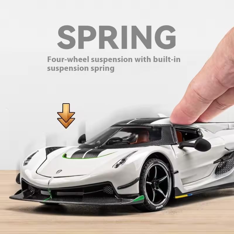 Image of Alokik Enterprise 1:24 Koenigsegg Jesko Sport Diecast Model Metal Pull-Back Car with Sound & Light and 2 Opening Doors Kids' Best Toy Vehicle Gift【Orange】