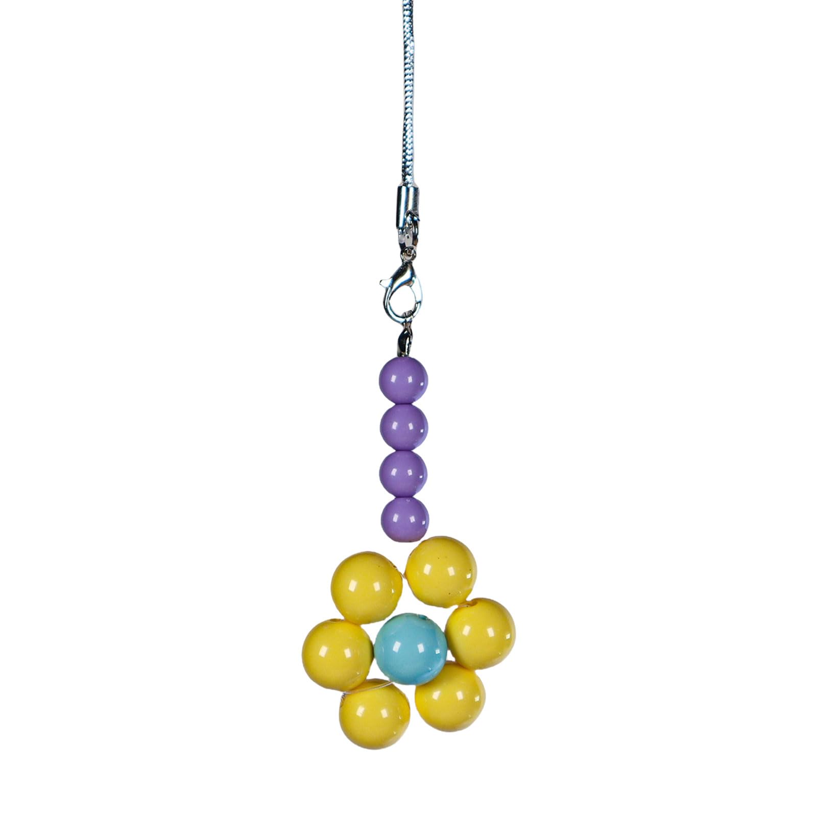 NEWFT Colorful Bead Flower Pendant Sweet Phone Chain Strap Hangings Decoration Keychain Lanyard Small Gifts for Women Girls