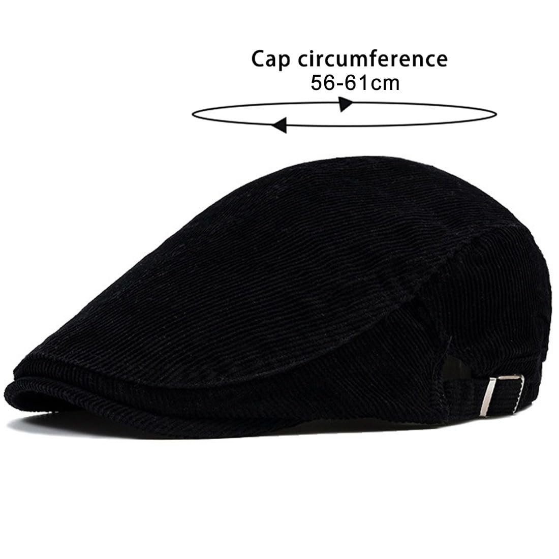 JNKET Autumn Winter Men Newsboy Cap Ivy Gatsby Cabbie Driving Hat Corduroy Flat Cap (US, Alpha, One Size, Medium, Navy)