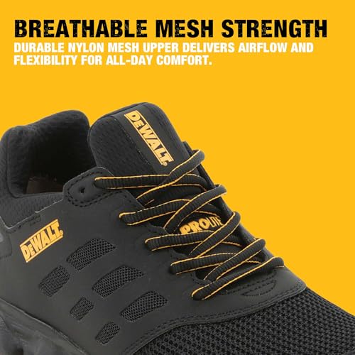 DEWALT Prism Low Men's Lightweight, Nylon Mesh, Prolite, Aluminum Safety Toe Work Shoes, Black, 10.53