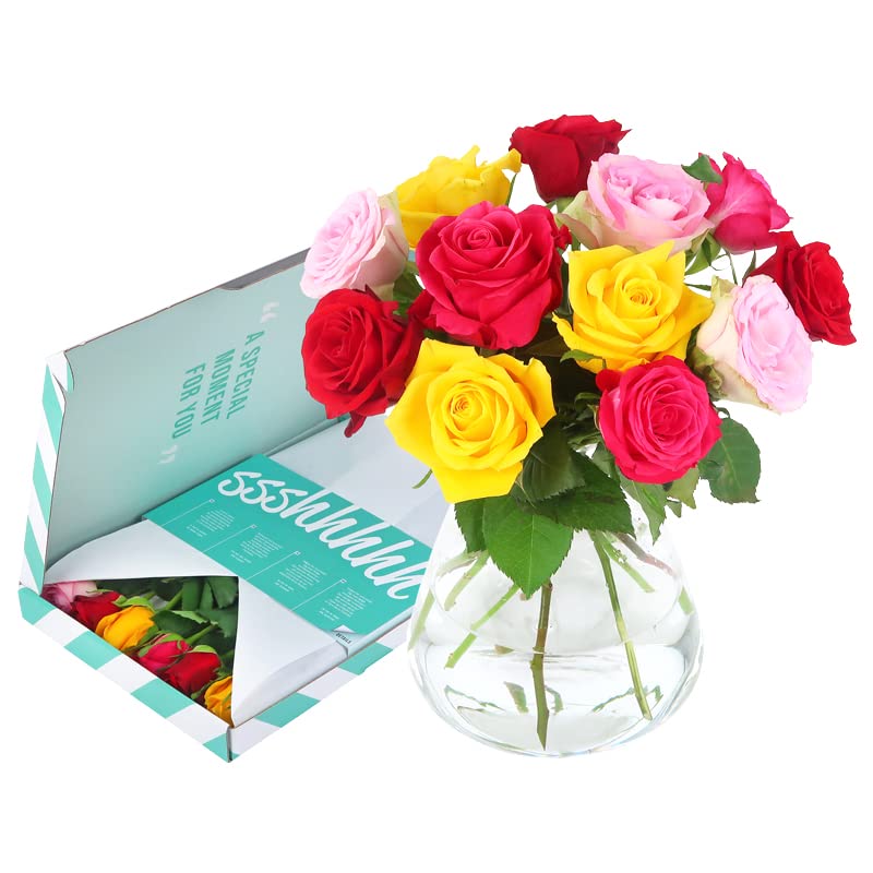 BloomPost Mixed Roses - Letterbox Gift - Fresh Flowers Delivered - Bouquet Perfect for Mothers Day, Birthdays, Anniversaries and Thank You Gifts - Next Day Free UK Delivery