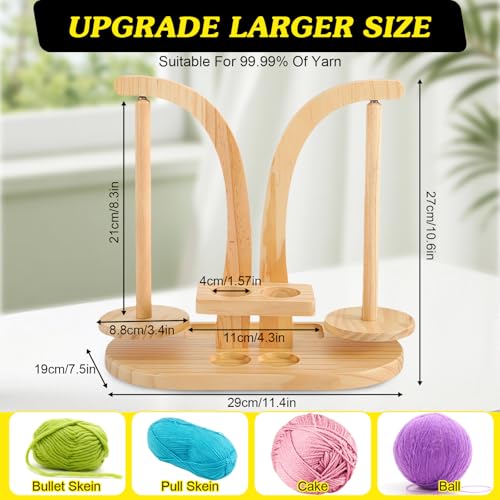 Wollabwickler Magnetisch, Garnhalter zum Häkeln, wollabwickler Holz mit Strickzubehör Organizer Wollhaspel Rotierender Magnetischer Wollknäuelhalter Doppel Garnballhalter Ständer für Häkelliebhaber