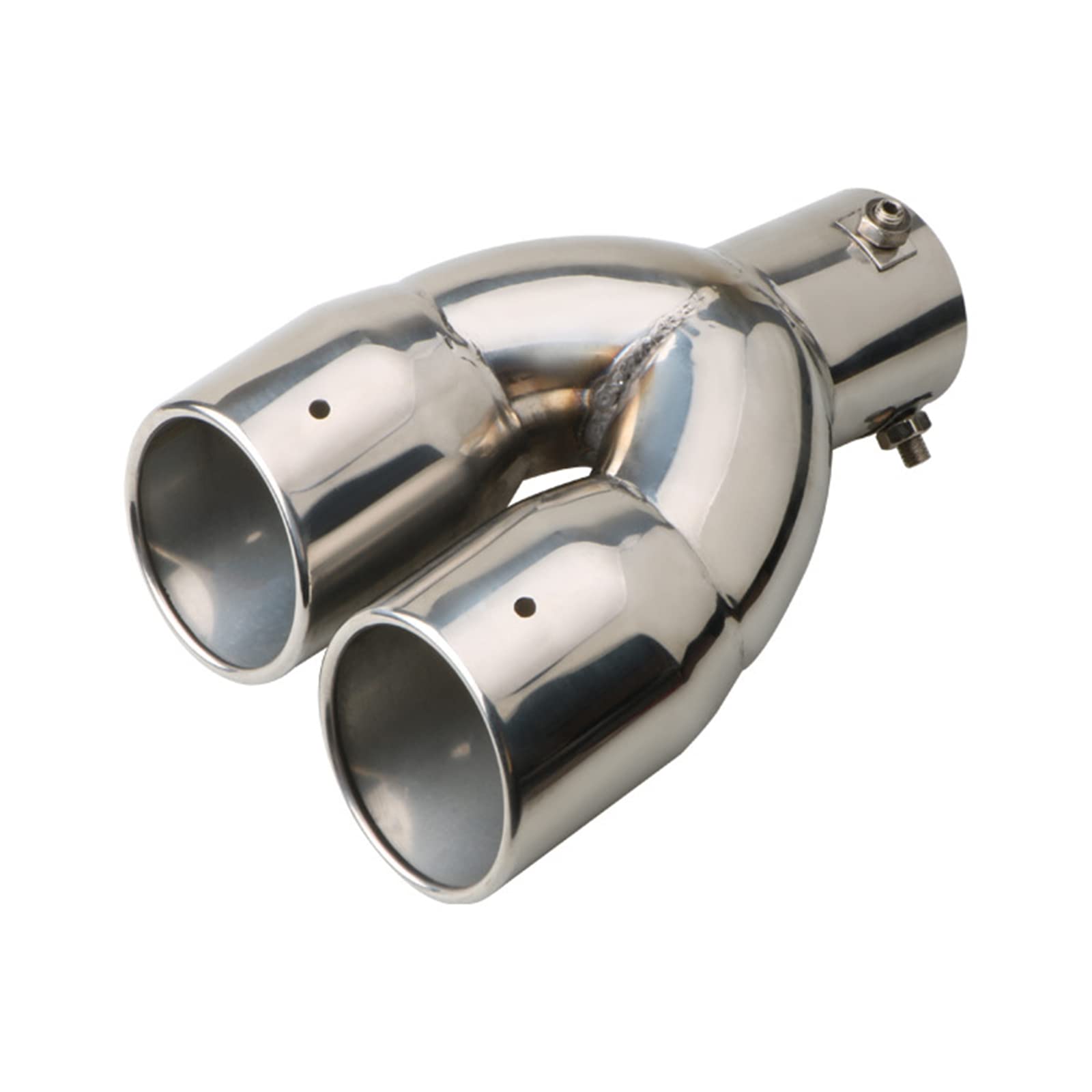 2.5" 63mm Entrée Double Pointe Silencieux 3"Sortie Acier Inoxydable Voiture Arrière Throat Double Echappement | SUS304 inoxydable.Design incurvé haut de gamme. Installation sans soudure ni perçage. Réduit le bruit d'échappement.