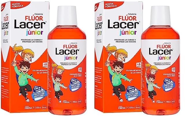 FLÚOR enjuage bucal diario fresa 0,05% 500 ml (Paquete de 2)