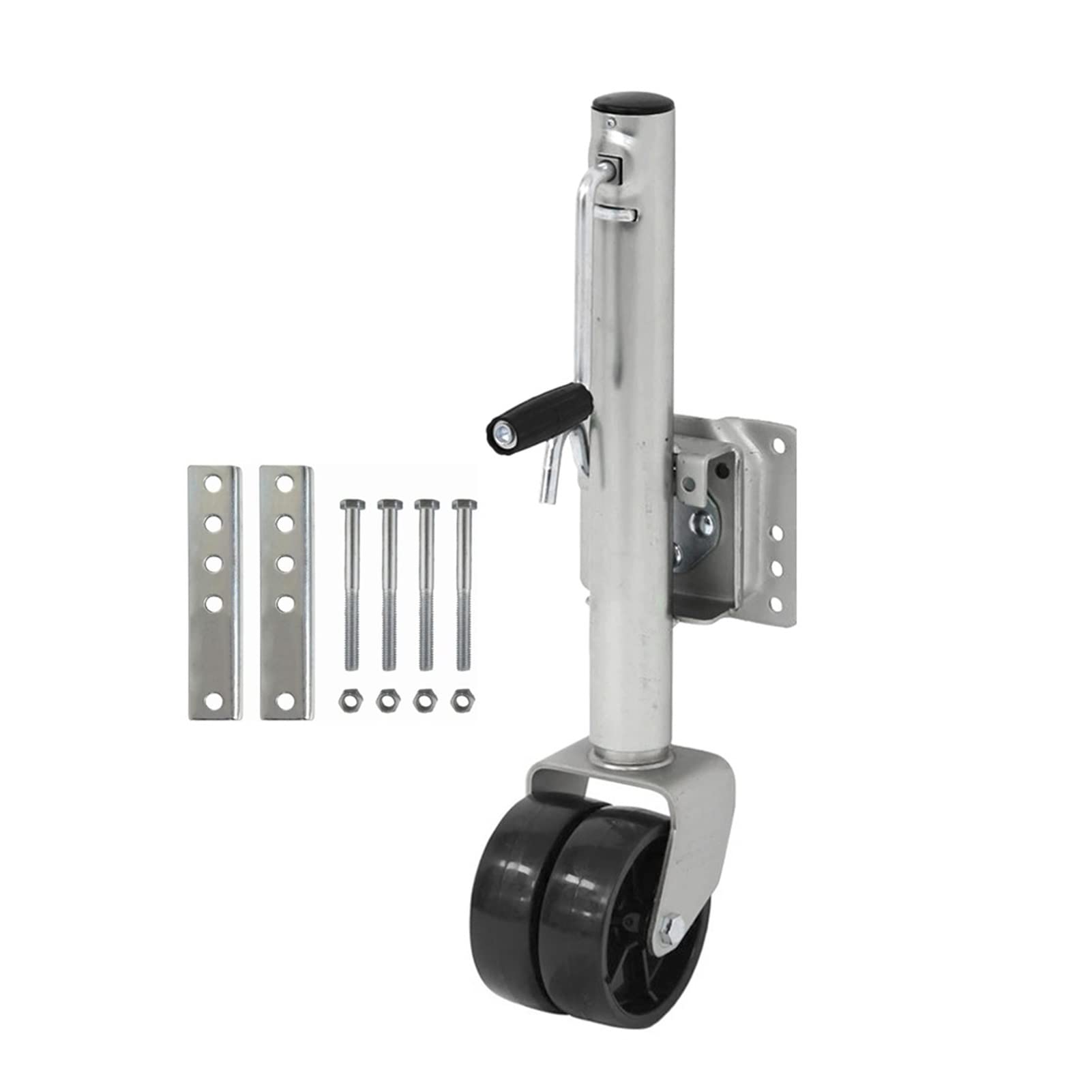 QUSYZD Trailer Jack, 6 Inch Double Solid Wheel Sidewind Round Swivel Trailer Jack With Bolt On Capacity 650KG Boat RV Parts Accessories,
