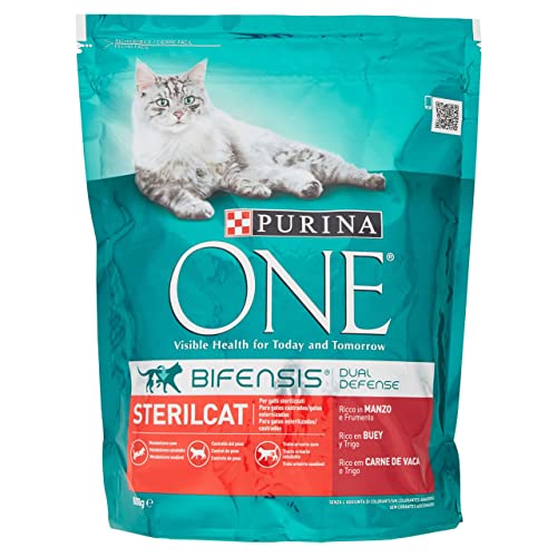 Purina One Bifensis Sterilcat - Pienso para Gatos esterilizados con salmón y Trigo, 800 g