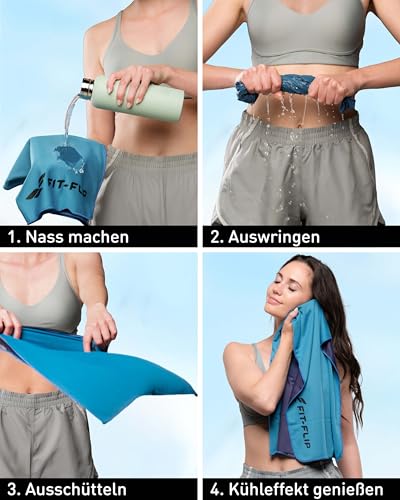 Fit-Flip Kühlendes Handtuch - Ice Cooling Towel und mikrofaser Kühltuch – kühlende Handtücher für Nacken und Hals - Airflip cool Towel für Fitness und Sport - Kühlhandtuch (grau, 100x30cm)