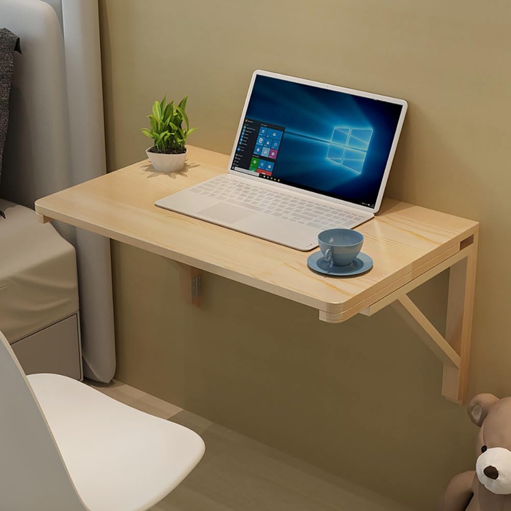 Floating Wooden Wall Desk, Study & Dining Table - Space Saving Folding Design, 60 x 45cm