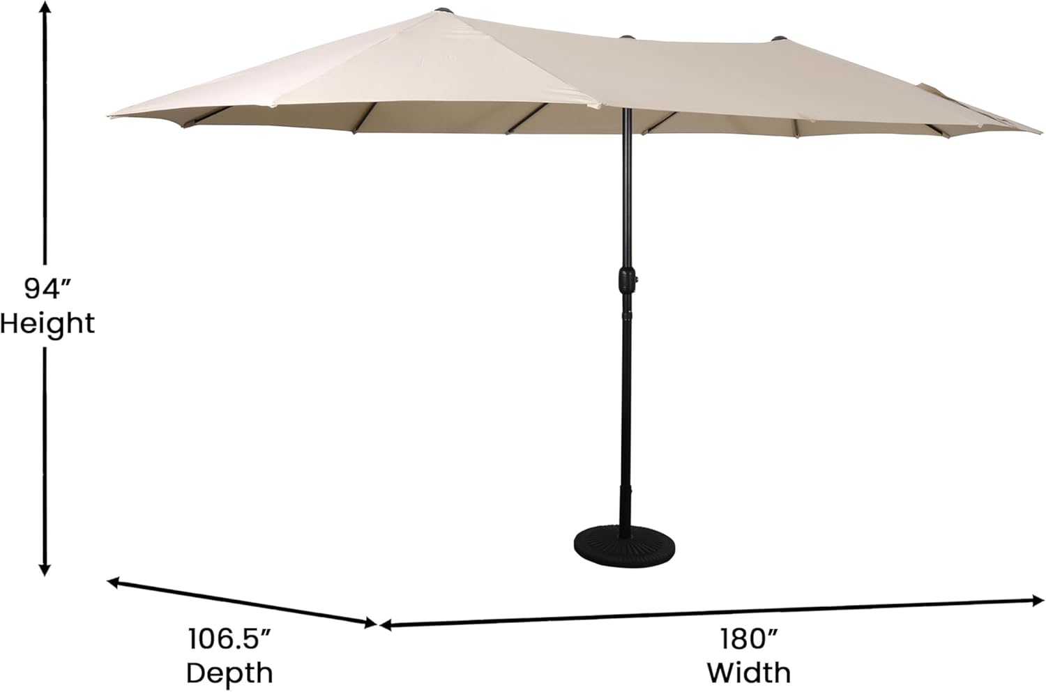 EMMA + OLIVER Ewing 15 FT Weather and Water-Resistant Triple Head Patio Umbrella with Crank Handle and Easy Tilt