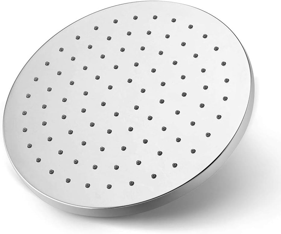 ZhenDe Extra Large 8-Inch Fixed-Mount Rainfall Showerhead Drenching Shower Head with Swivel 1/2 Ball Connector Polished Chrome [Energy Class A]