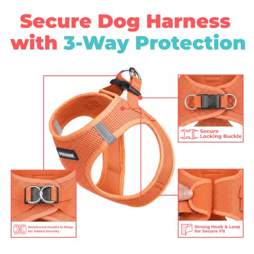 Image of Voyager Step-in Air Dog Vest Harness - Orange, Small | 14.5-16 inch in Chest, Reflective Bands, All Weather Breathable Air Mesh, Cats Compatible, Lightweight, Fast Drying