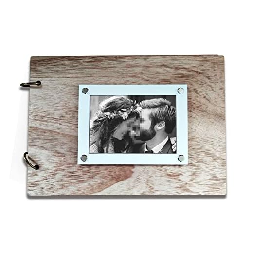 Libro de Firmas Bodas, DIY Memoria Album Fotos Historia De Amor con Vintage 30 Páginas Tapa De Madera, para Fiesta de Compromiso, Aniversario,comuniones, Bautizo (Libro de visitas de la Boda)