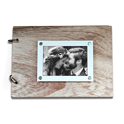 Libro degli Ospiti di Nozze in Legno, Vintage Guestbook con 30 Pagine Album Scrapbook Copertina Rigida, Regalo Commemorativo, Festa di Fidanzamento, Compleanno (Libro dei messaggi di Nozze)