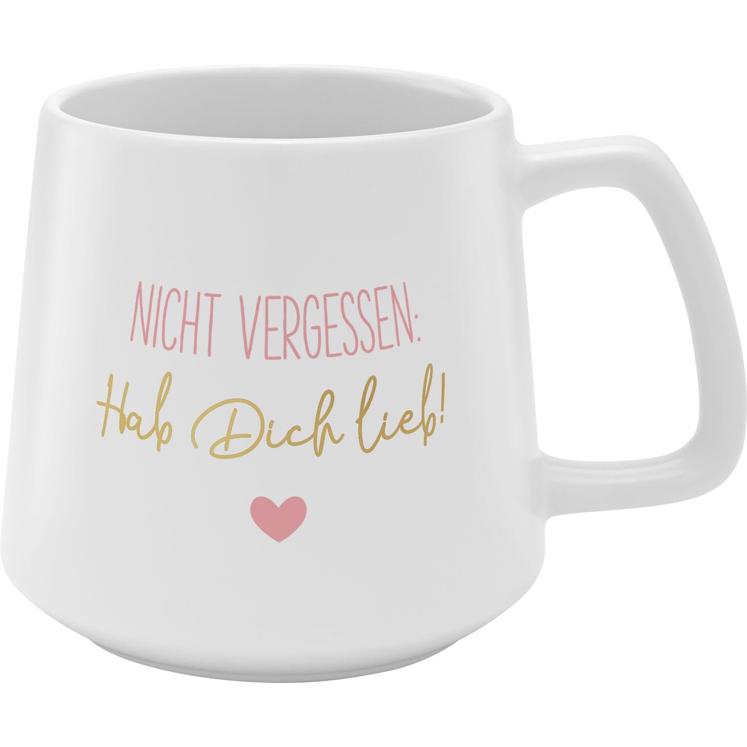GRUSS & CO 48447 Conical Mug Hab Dich Lieb! Stoneware, 43 cl, Multi-Colour, Gift in Lovers