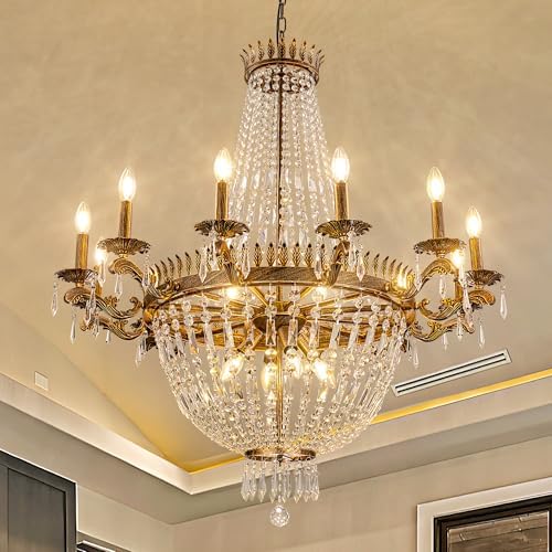 Wellmet Bronze Vintage French Empire Crystal Chandelier, 37" Dia ...
