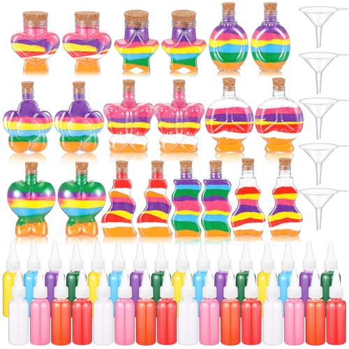 JellyArch 114 Pcs Sand Art Bottle Kit Include Sand Art Bottles Colored Art Sand and Small Plastic Funnels Sand Art Containers for Wedding Birthday Party Decoration Arts Supplies Crafts