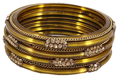 Zircon Gemstone and Glitter Pattern Kada Set, Pack of 4