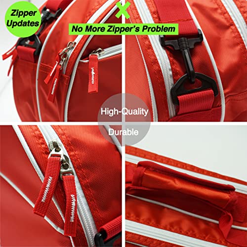 Image of 3-5 Racket Tennis Bag, with Shoe & Phone Compartment and Protective Pad, Super Roomy and Lightweight Racquet Bag for Tennis, Badminton (Red)